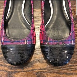 Coach tartan poppy sequin flats